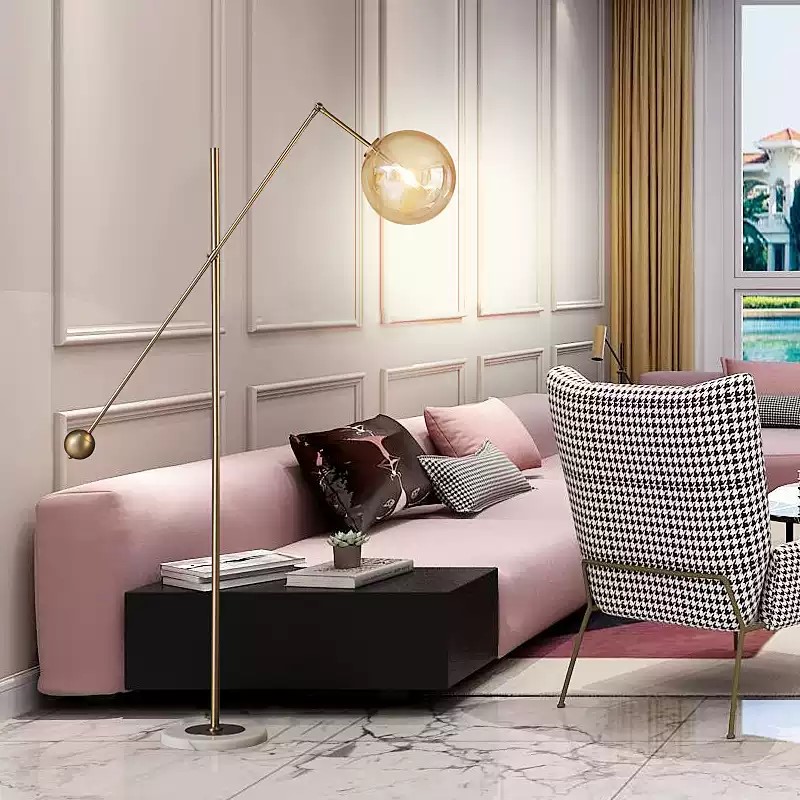 轻奢风客厅现代日式卧室北欧ins设计师沙发旁边网红落地灯极简约